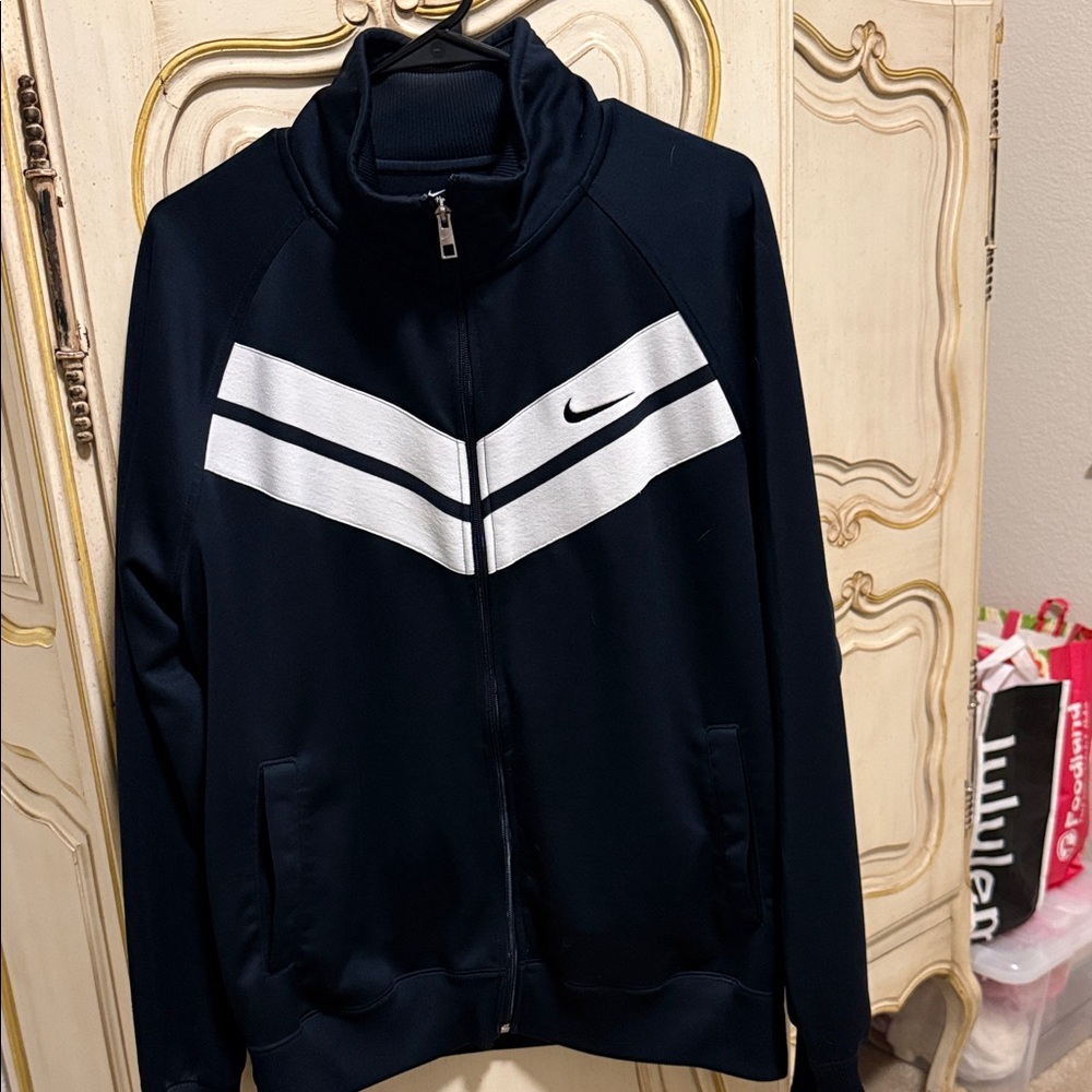 Nike Black Jacket with White Stripes mens